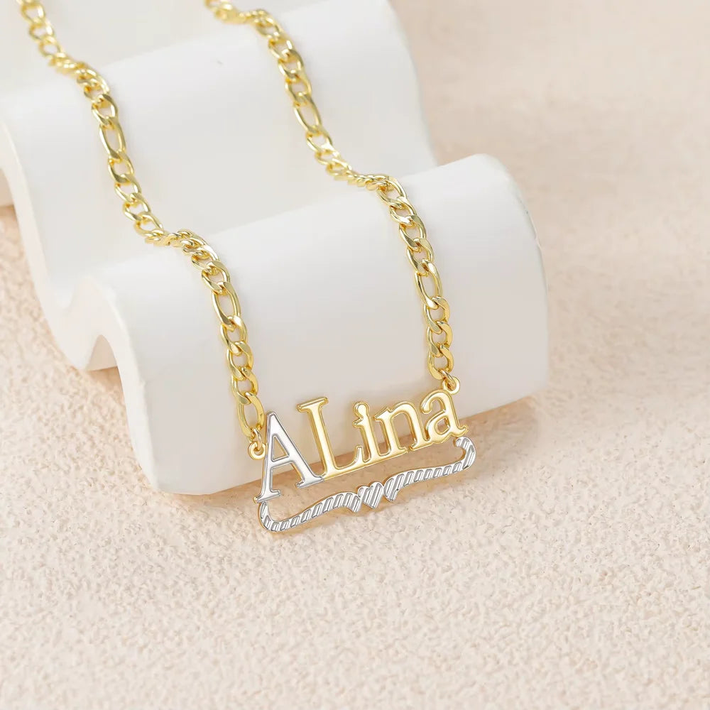 Double Plated Initial Name Necklace