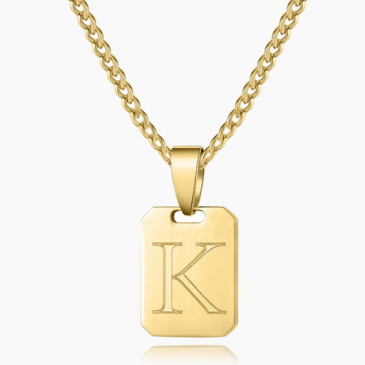 Engraved Initial Tag Necklace