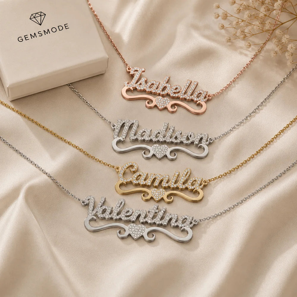 Personalized Iced Heart Name Necklace