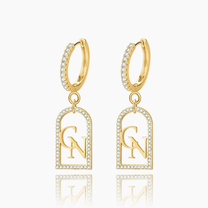 Iced Out Initials Earrings