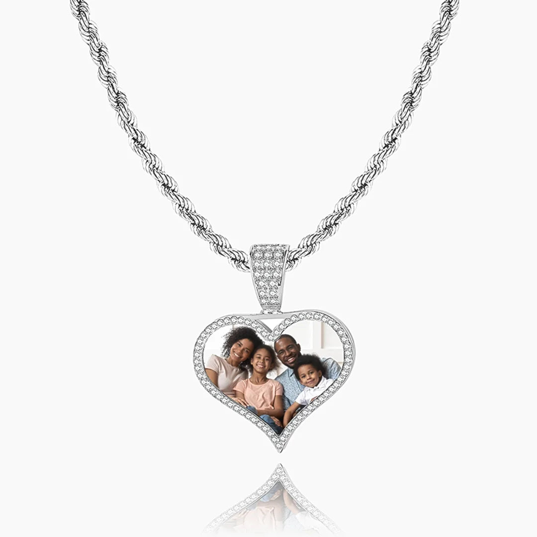 Iced Heart Photo Pendant