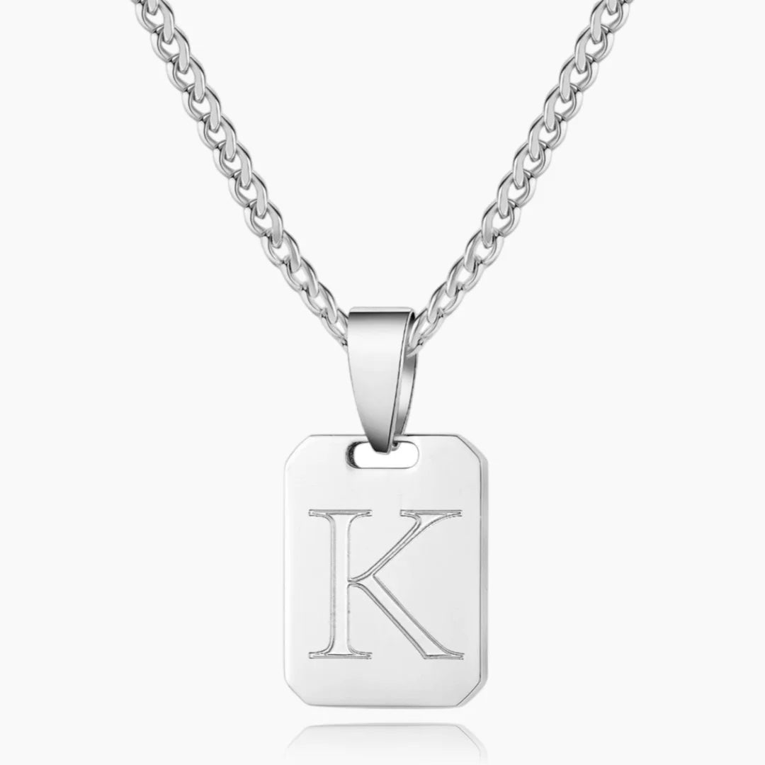 Engraved Initial Tag Necklace