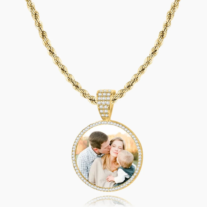 Iced Round Photo Pendant