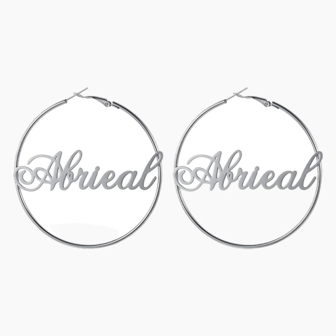 SCRIPT NAME HOOP EARRINGS