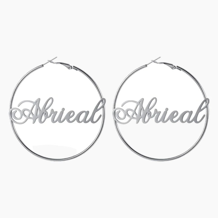 SCRIPT NAME HOOP EARRINGS