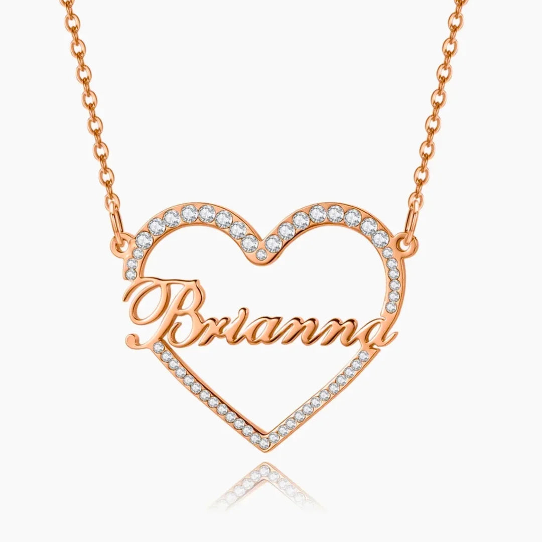 Iced Out Heart Shape Name Necklace