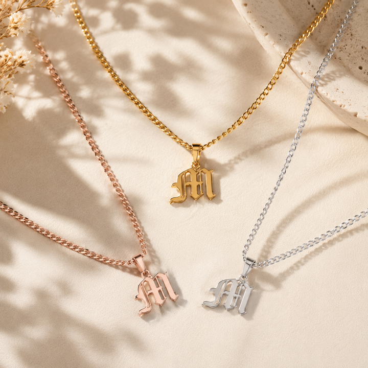 Old English Initial Necklace