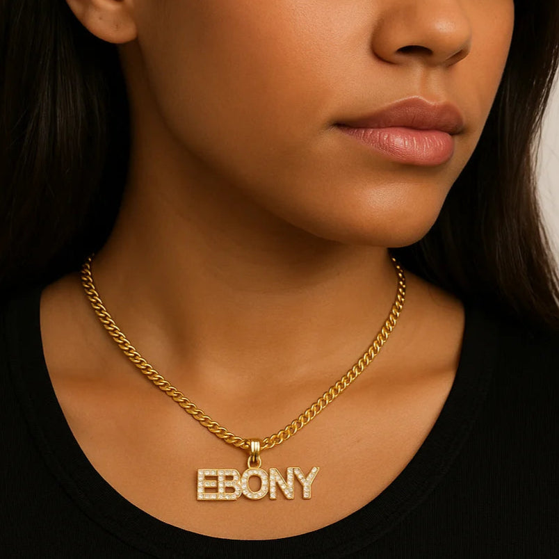 Iced Out Name Necklace with Cuban Chain