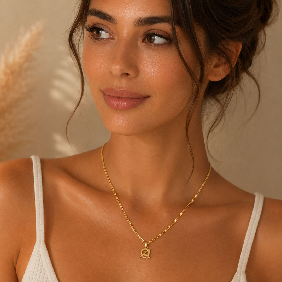 Old English Initial Necklace