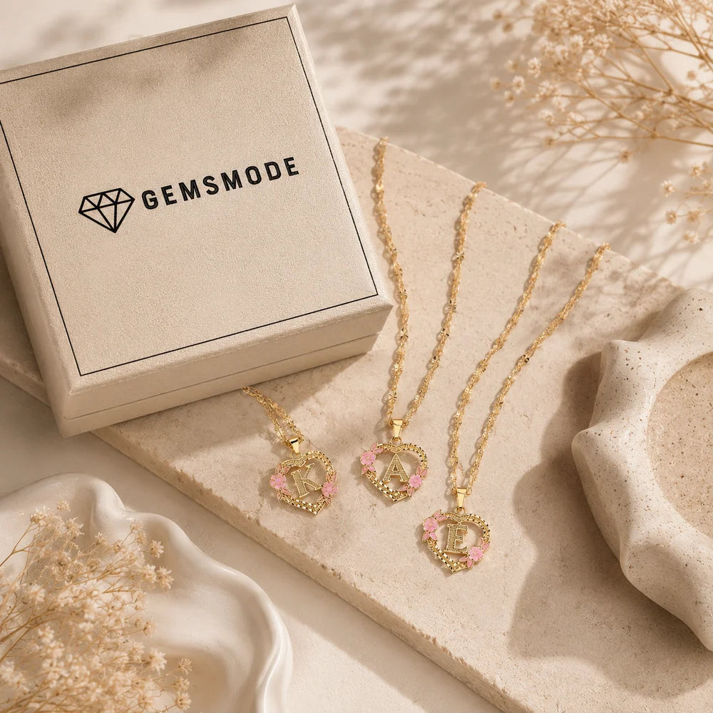 Personalized Floral Initial Necklace