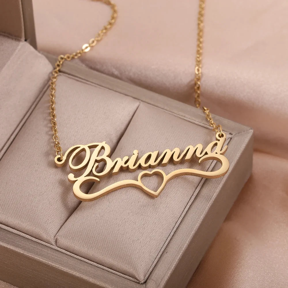 Cursive Name Heart Necklace