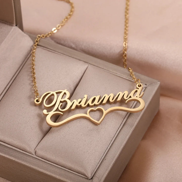 Cursive Name Heart Necklace