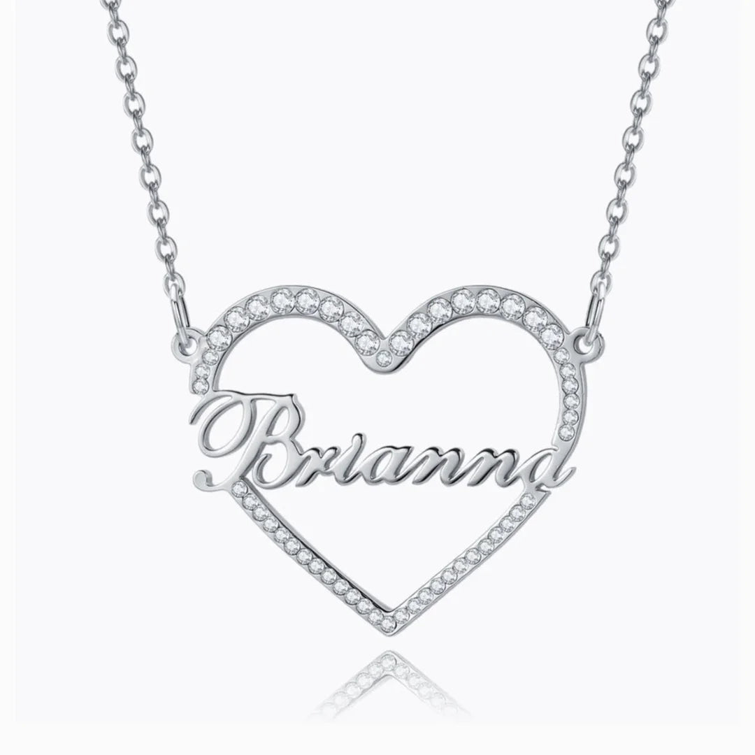 Iced Out Heart Shape Name Necklace