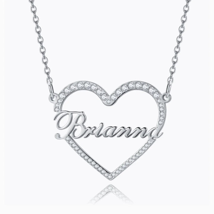 Iced Out Heart Shape Name Necklace