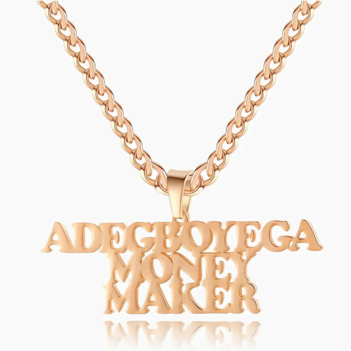 Multi-Line Nameplate Necklace Rose gold