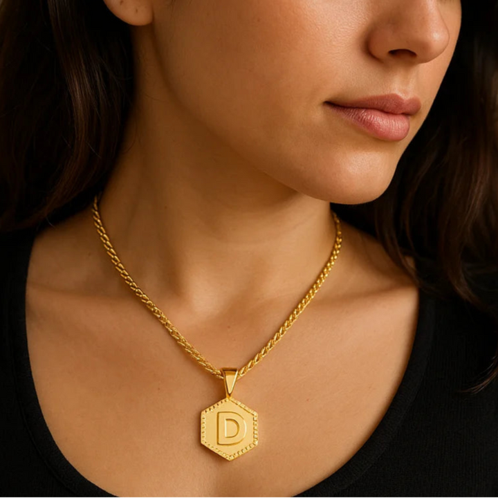 Hexagon Initial Necklace