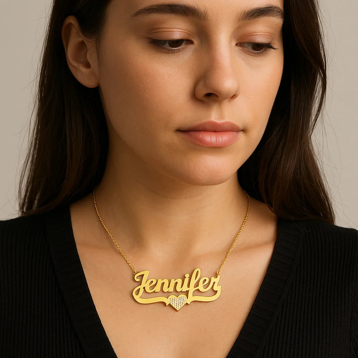 Bling Heart Name Necklace