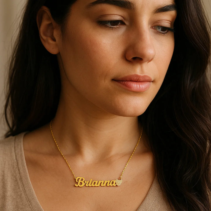 Iced Dainty Heart Name Necklace
