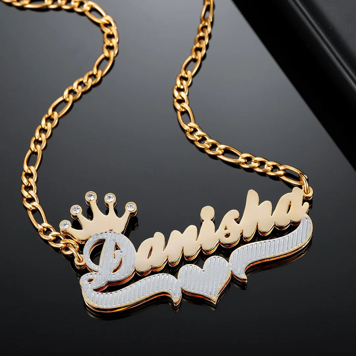 Double Plated Princess Crown Name Necklace