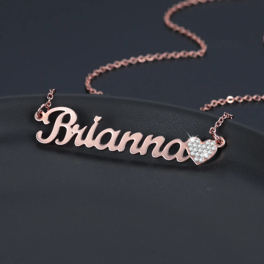 Iced Dainty Heart Name Necklace