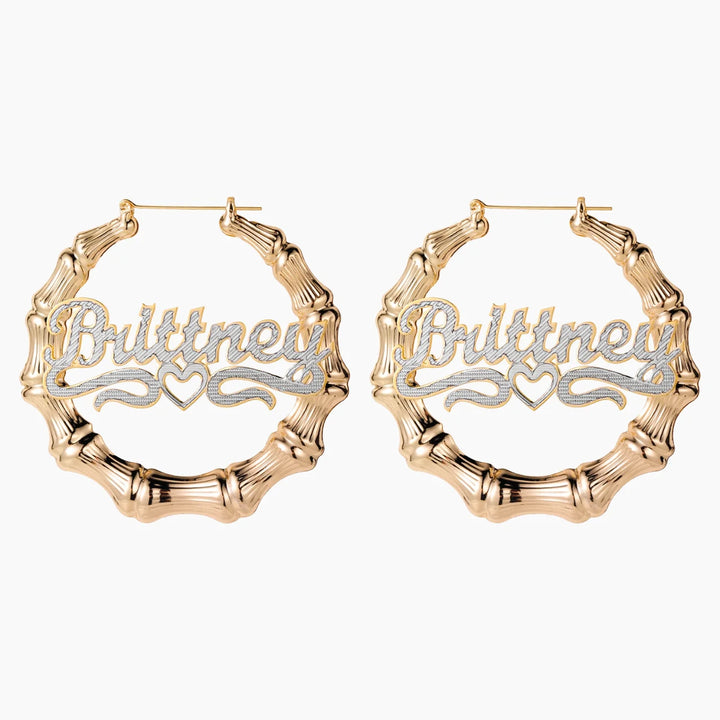 Bamboo Double Plated Name Earrings