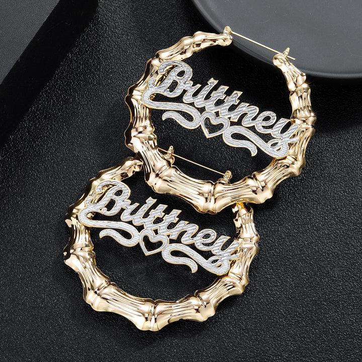 Bamboo Double Plated Name Earrings