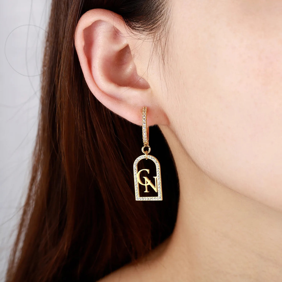 Iced Out Initials Earrings