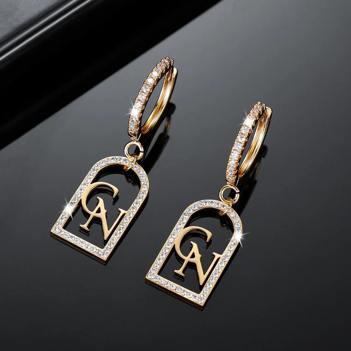 Iced Out Initials Earrings