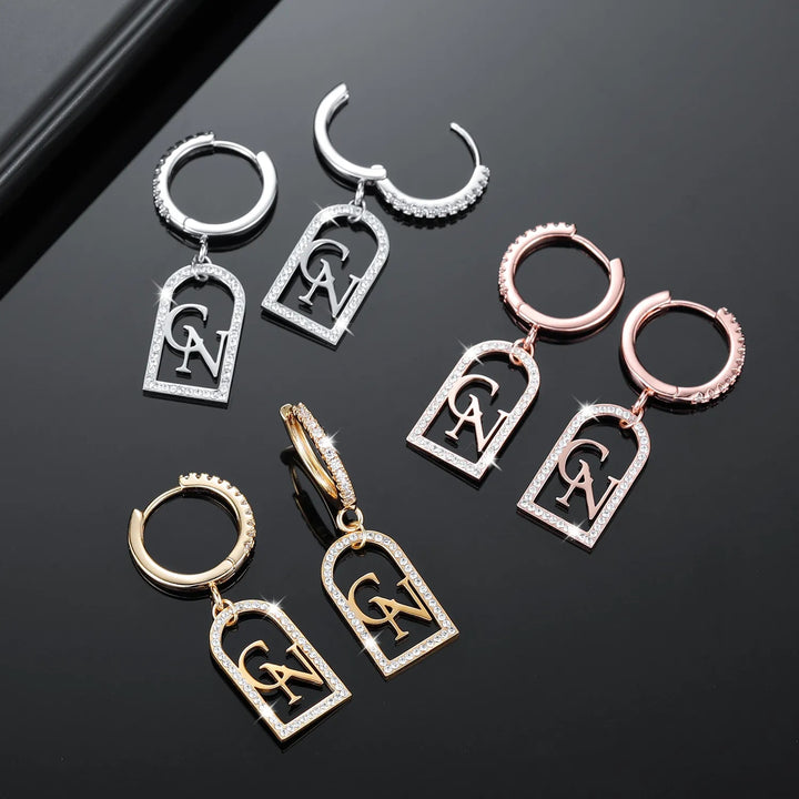 Iced Out Initials Earrings