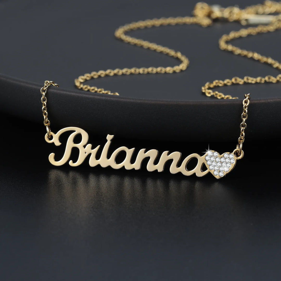 Iced Dainty Heart Name Necklace