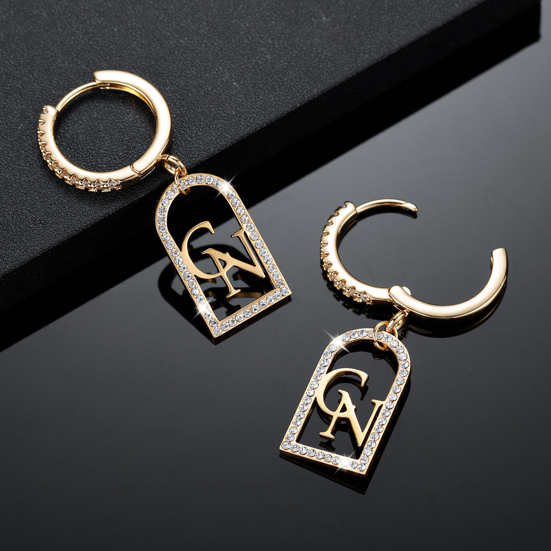 Iced Out Initials Earrings