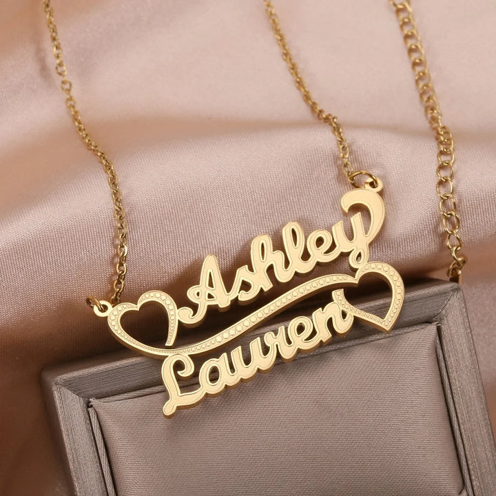 Personalized Two Name Heart Necklace