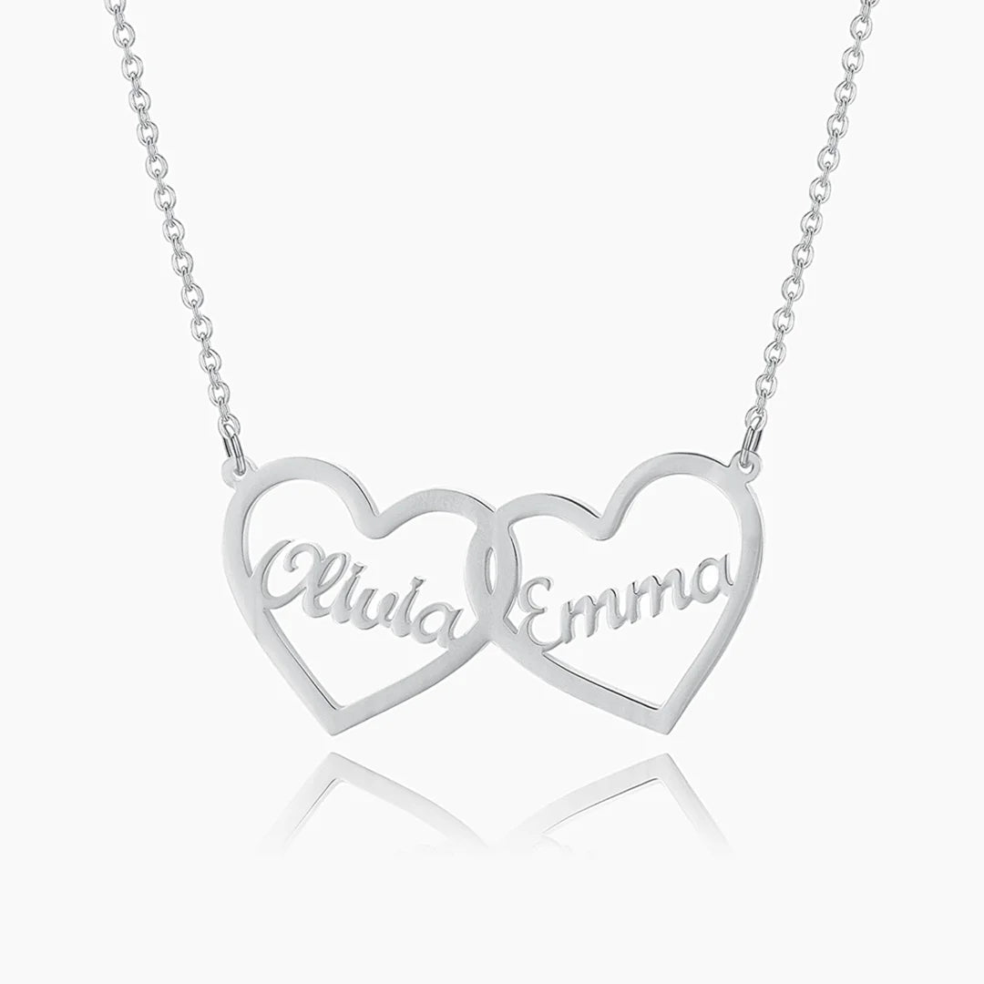 Twin Hearts Name Necklace