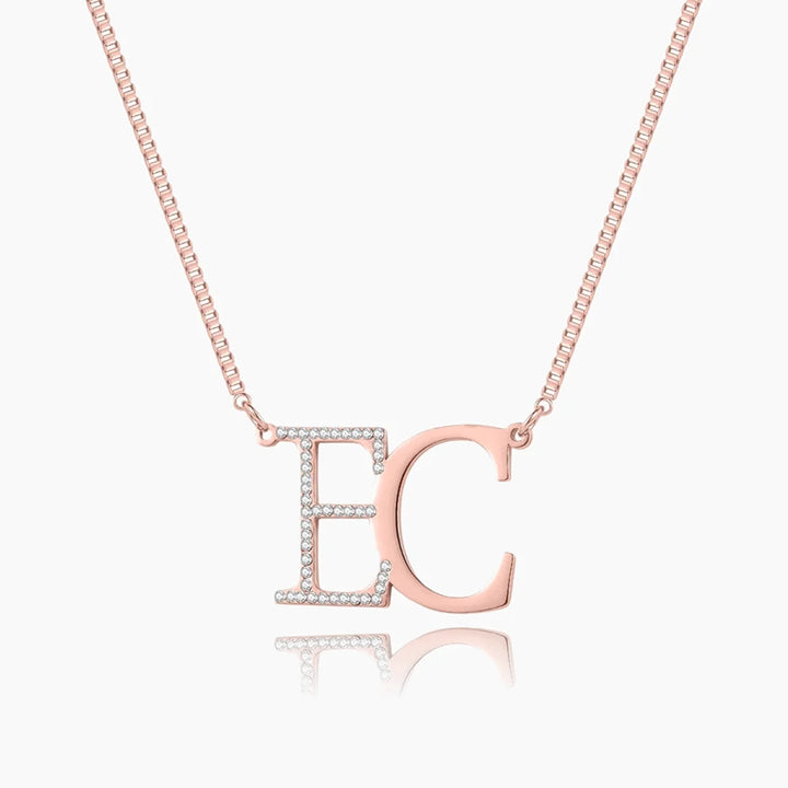 Iced Double Initial Necklace