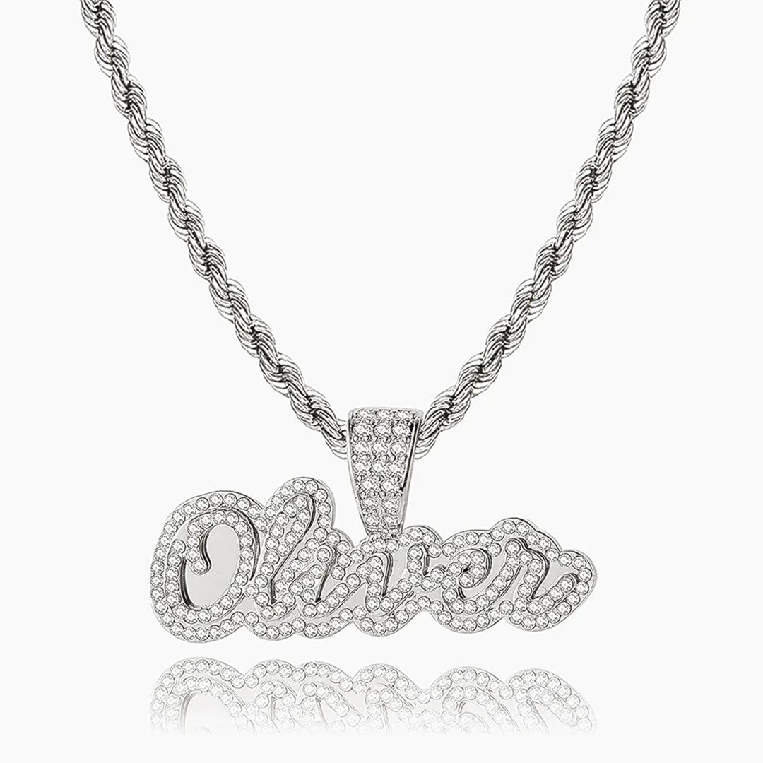 Iced Out Cursive Name Necklace