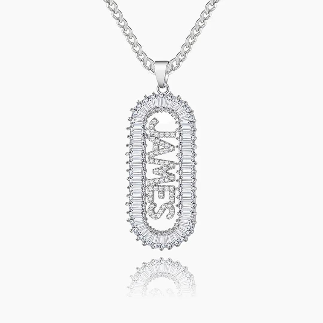 Iced Vertical Name Necklace