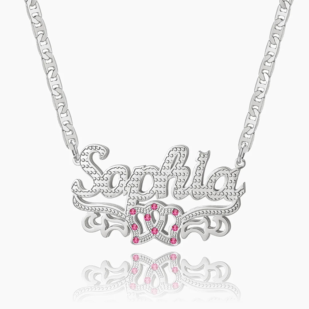 Double Plated Twin Hearts Name Necklace