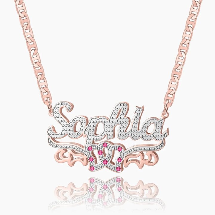 Double Plated Twin Hearts Name Necklace