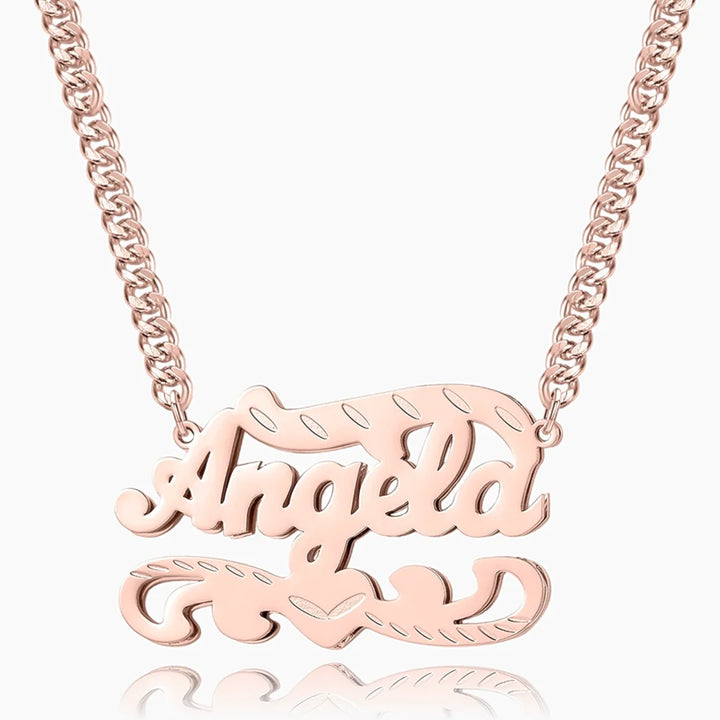 Double Plated Name Necklace with Cuban Chain