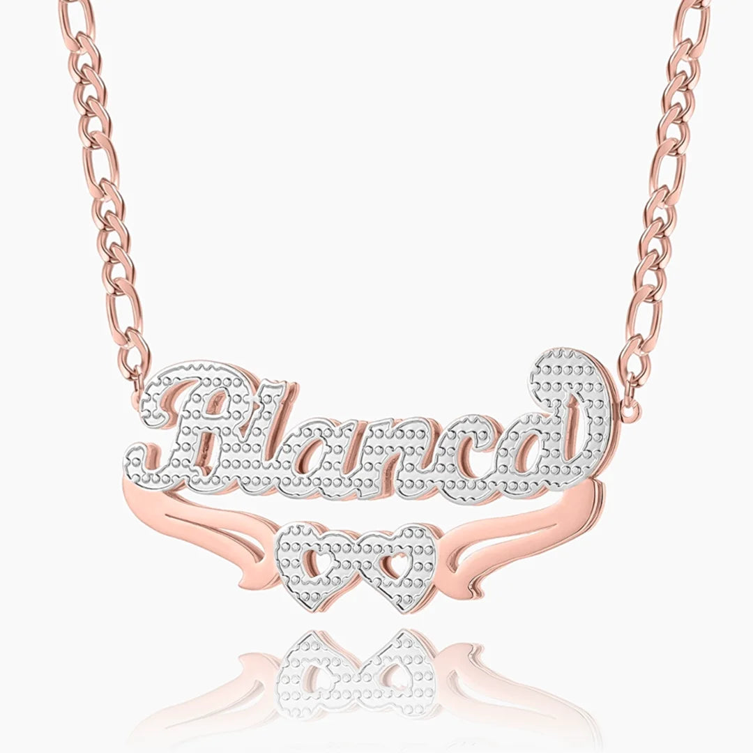 Double Plated Custom Two Heart Name Necklace