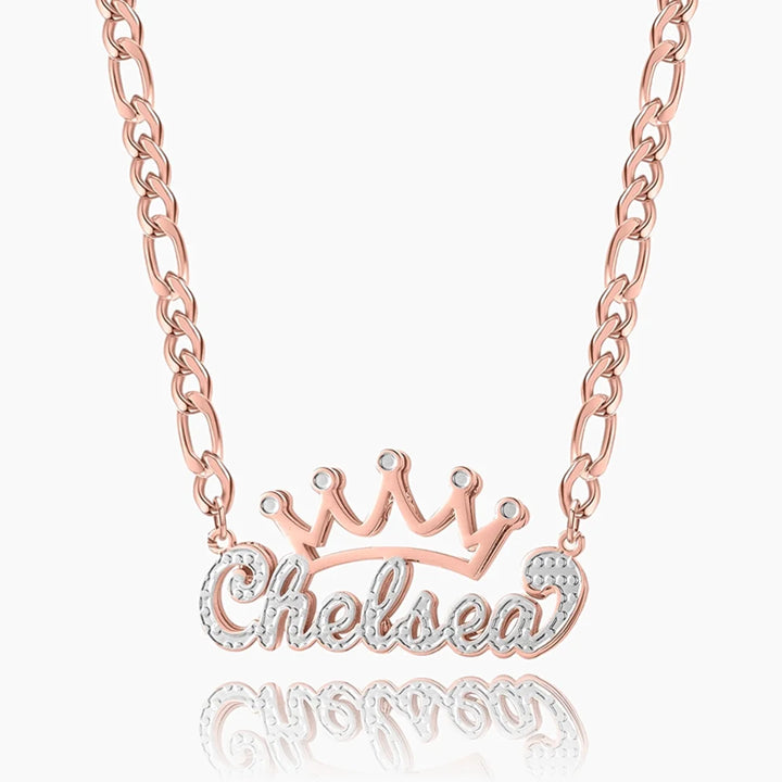 Double Plated Crown Name Necklace