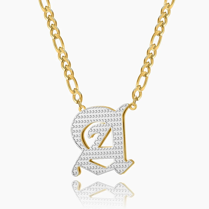 Double Plated Old English Initial Necklace