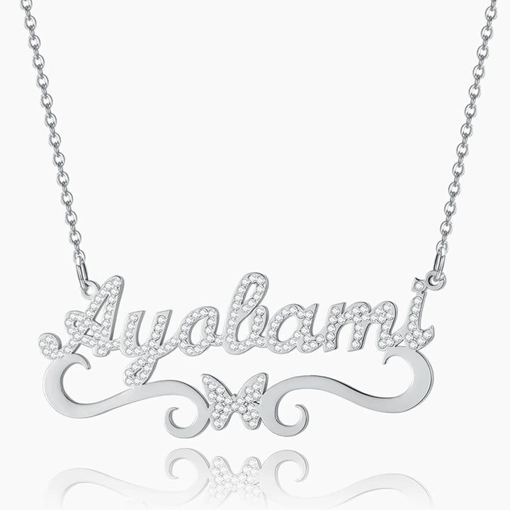 Iced Butterfly Name Necklace