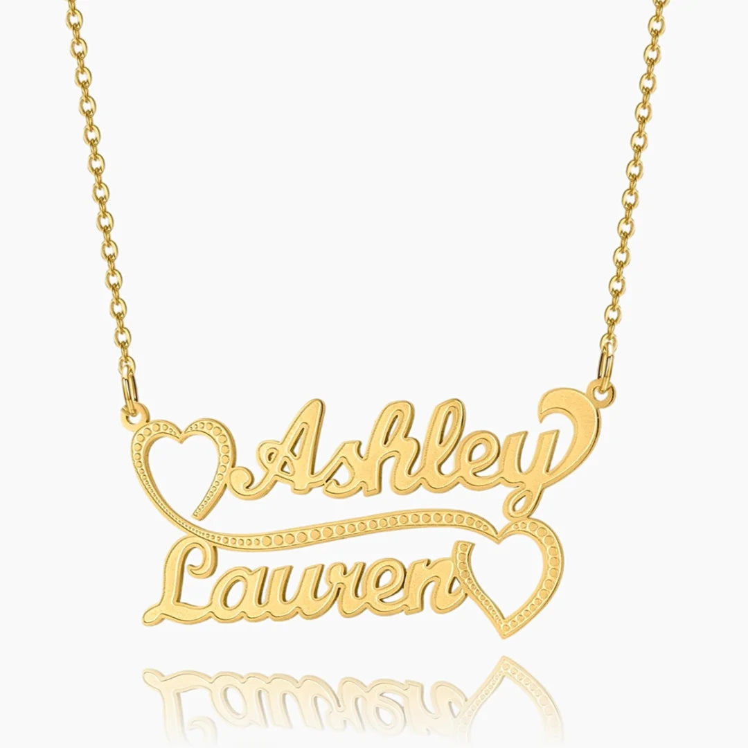 Personalized Two Name Heart Necklace