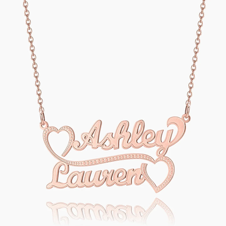 Personalized Two Name Heart Necklace