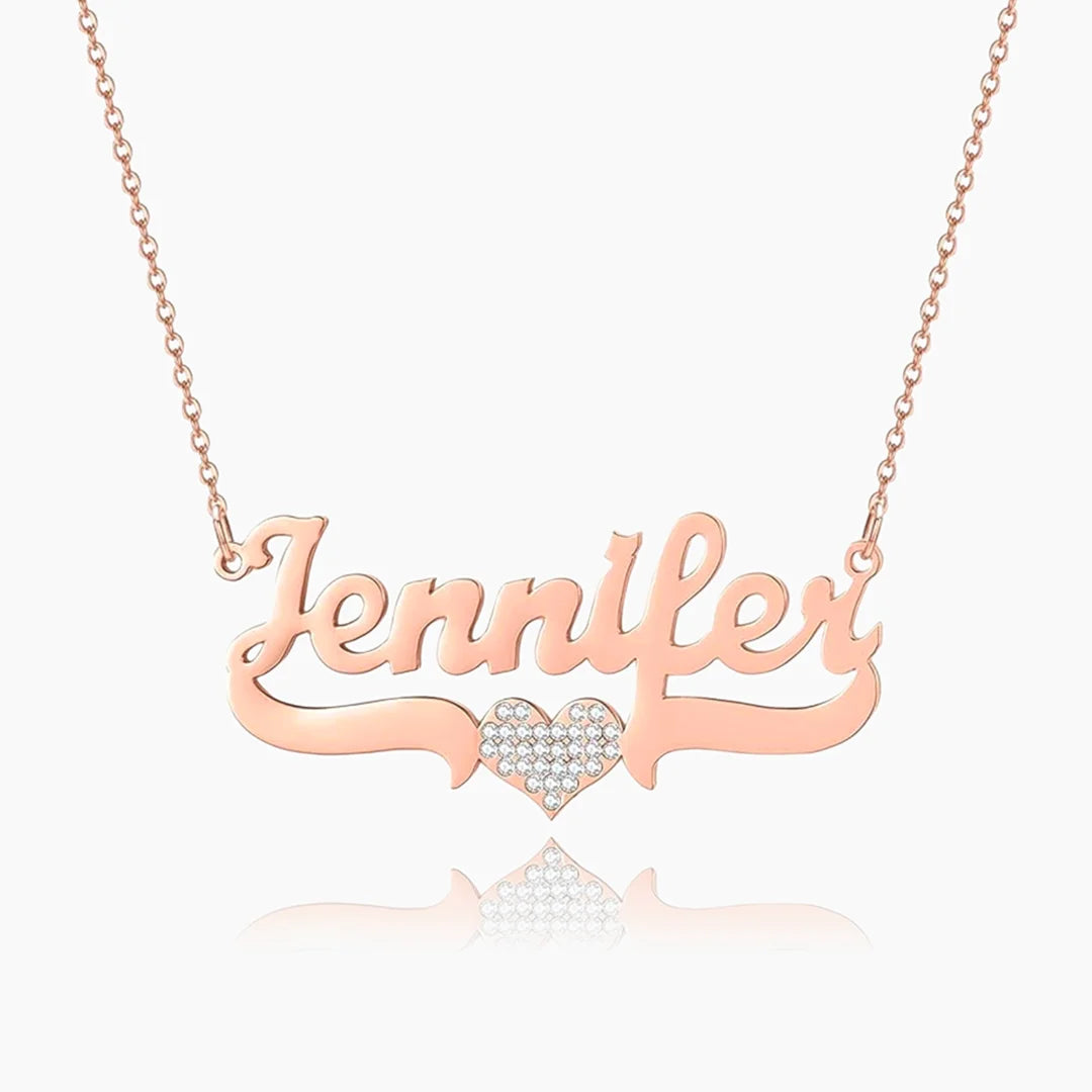 Personalized Iced Heart Name Necklace