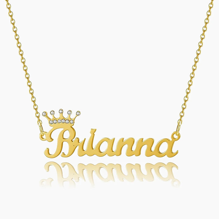 Personalized Name Crown Necklace