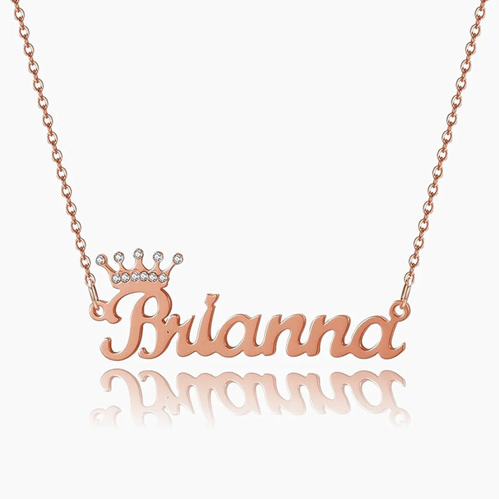 Personalized Name Crown Necklace