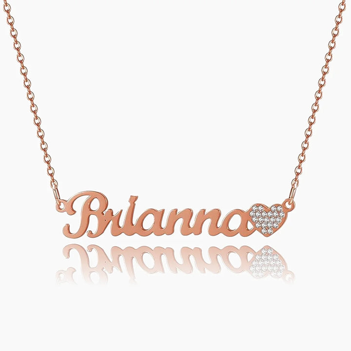 Iced Dainty Heart Name Necklace