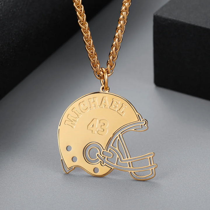 Personalized Football Helmet Name Necklace